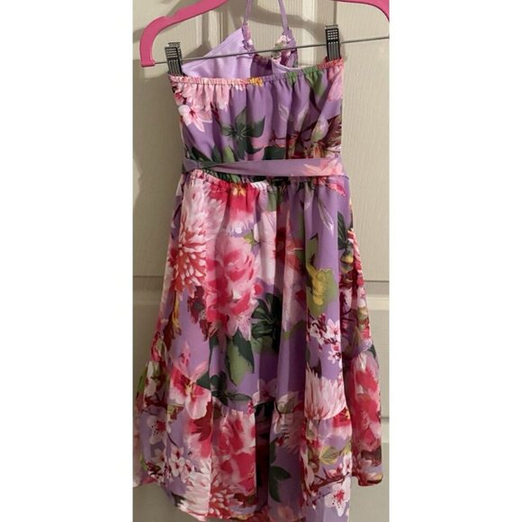 Girls Childrens Place Halter Dress Size 5 / 6 Halter Pink Purple Floral Ruffle - Picture 3 of 4
